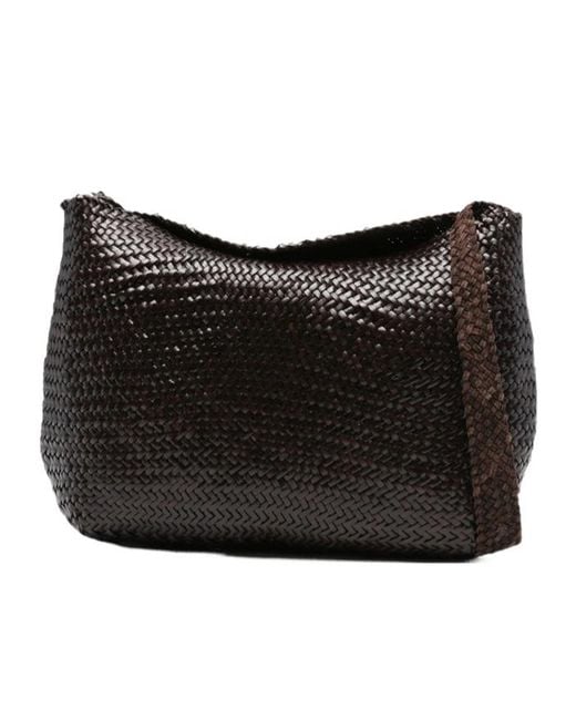 Dragon Diffusion Black Woven Design Shoulder Bag