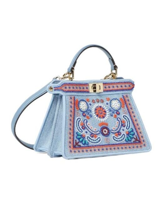 Fendi Blue Peekaboo Iseeu Petite Tote Bag