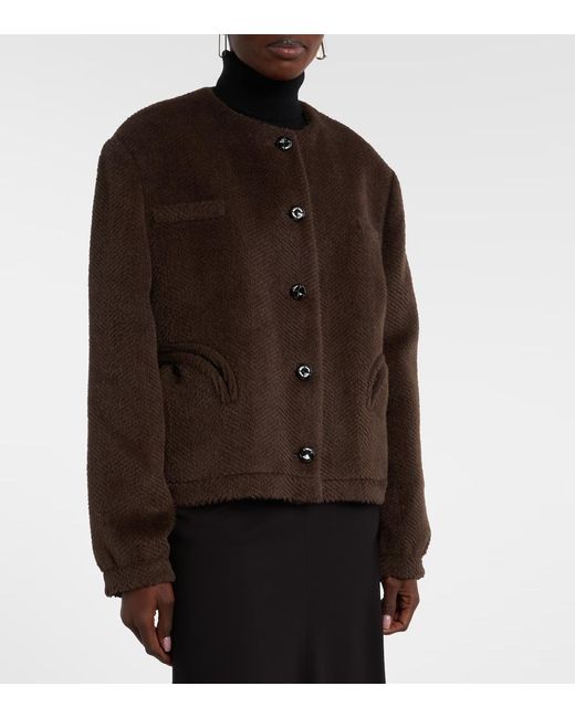 Blazé Milano Brown Gliss Chevron Alpaca And Wool Jacket
