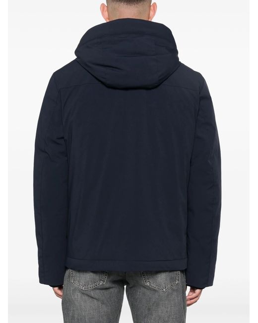 Woolrich Blue Padded Detachable Hooded Jacket for men