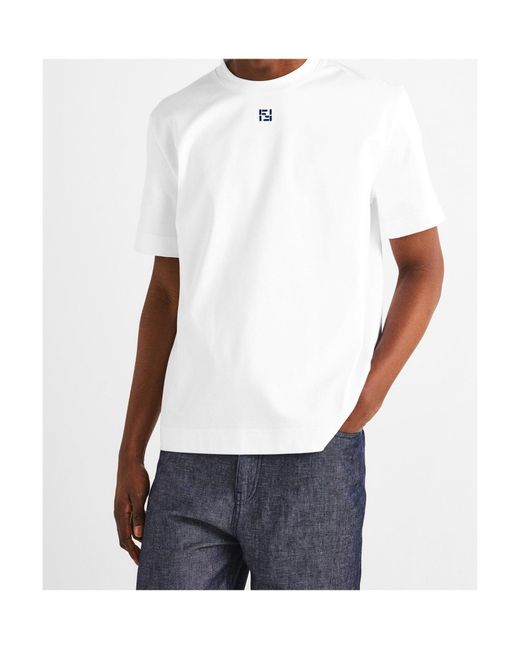Fendi White Logo Short-Sleeved T-Shirt for men