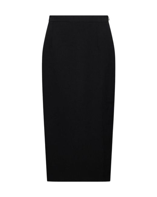Alessandra Rich Black Crepe Midi Skirt