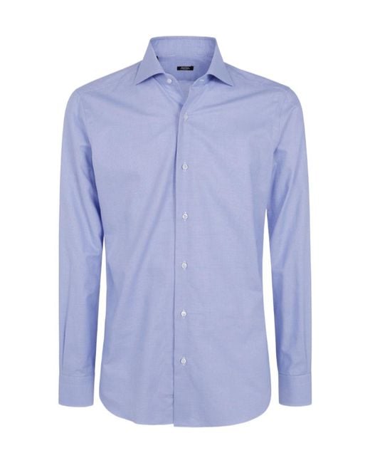 Barba Napoli Blue Long-Sleeved Shirt for men