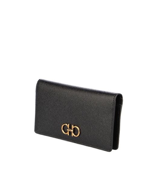 Ferragamo Blue Ferragamo Gancini Logo Plaque Continental Wallet