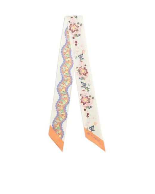Etro White Twill Paisleyina Scarf