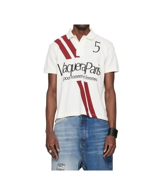 VAQUERA White Logo Print Polo T-Shirt for men