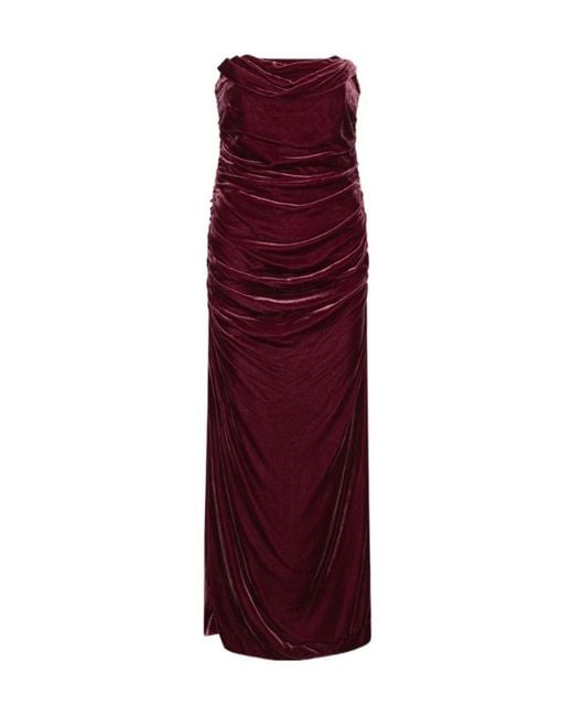 ROTATE BIRGER CHRISTENSEN Purple Silk Velvet Ruched Dress