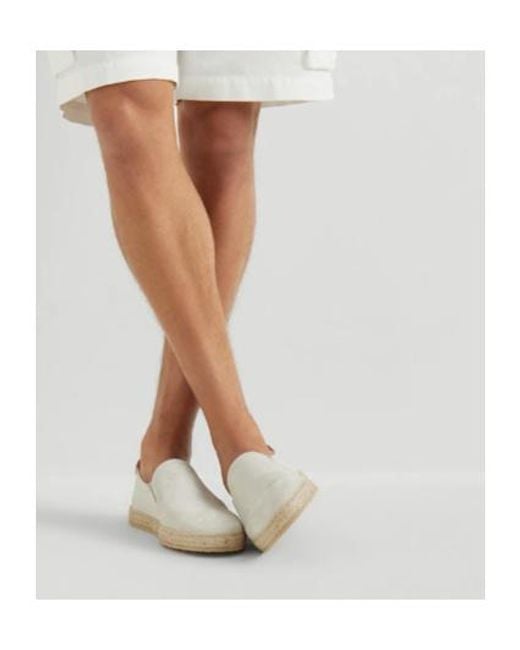 Brunello Cucinelli White Slip-On Espadrilles for men