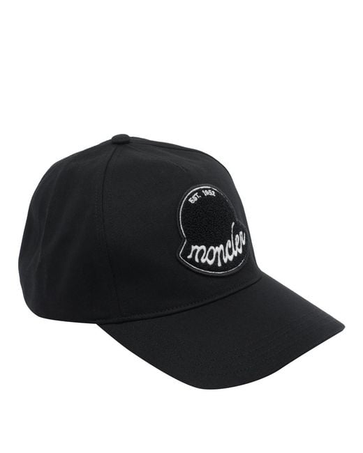 Moncler Black Logo Patch Baseball Cap for men