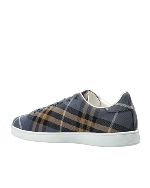 Burberry Gray Checked Low-Top Sneakers for men