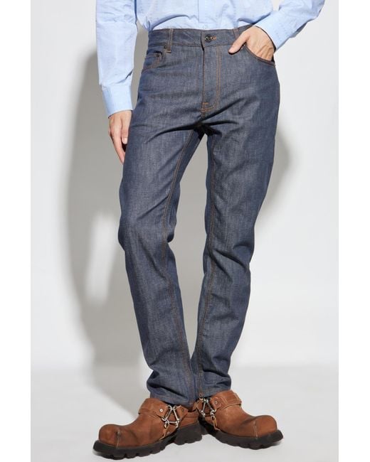 Etro Blue Logo Patch Tapered Jeans for men