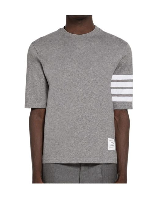 Thom Browne Gray Striped Sleeve T-Shirt for men