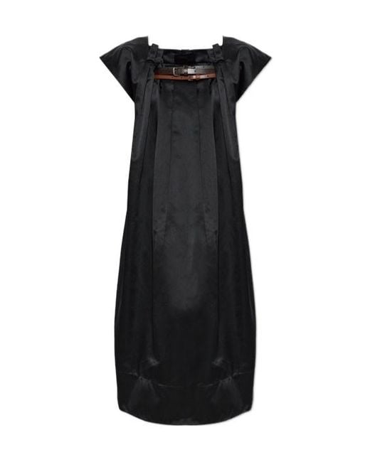Marni Black Belted Pleated Long Dress
