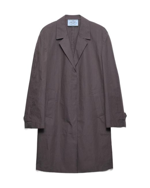Prada Gray Single-Breasted Double Poplin Coat