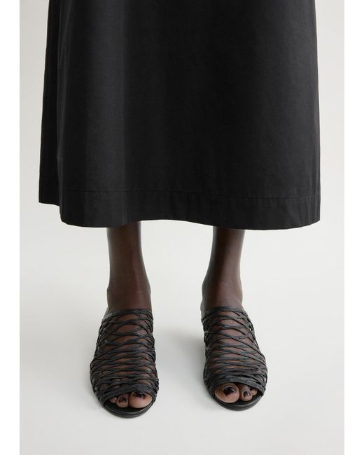 Totême Black Round-Toe Sandals