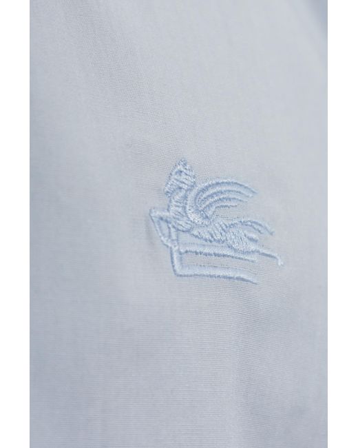 Etro Blue Collared Long-Sleeved Shirt for men