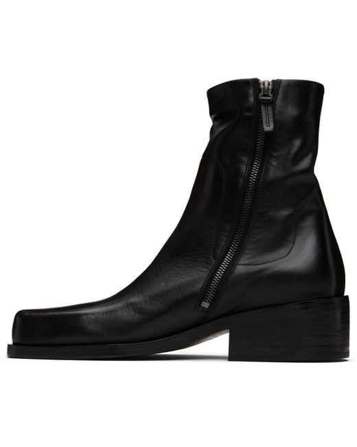 Marsèll Black Marsèll Square Toe Zipped Boots for men