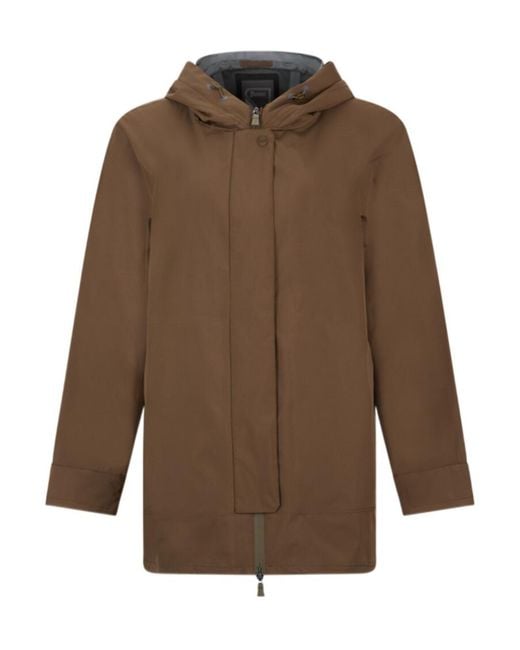 Herno Brown Zip-Up Hooded Coat