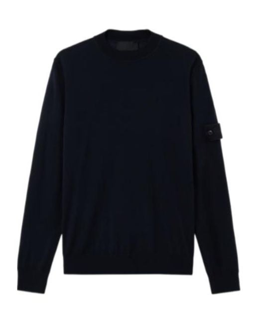 Stone Island Blue Compass Patch Crewneck Jumper for men