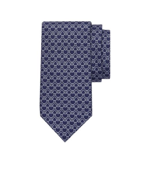 Ferragamo Blue Wavy Printed Tie for men