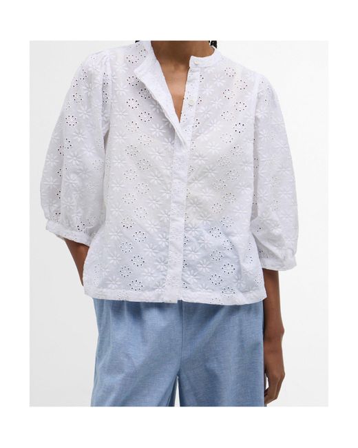Barbour White Button-Front Blouse