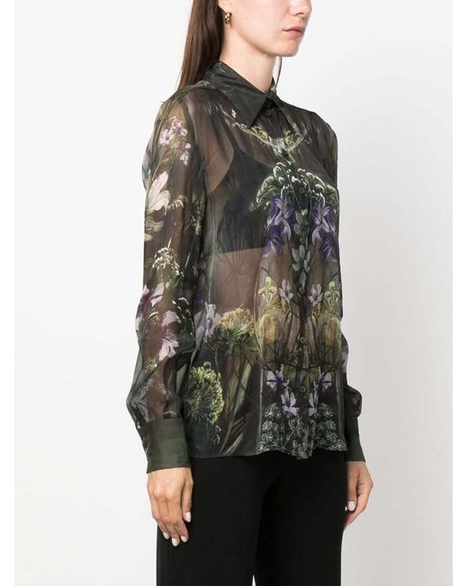 Alberta Ferretti Multicolor Floral-Printed Long-Sleeved Shirt