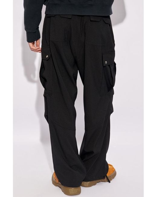 Rhude Black Textured-Finish Straight-Leg Cargo Pants for men