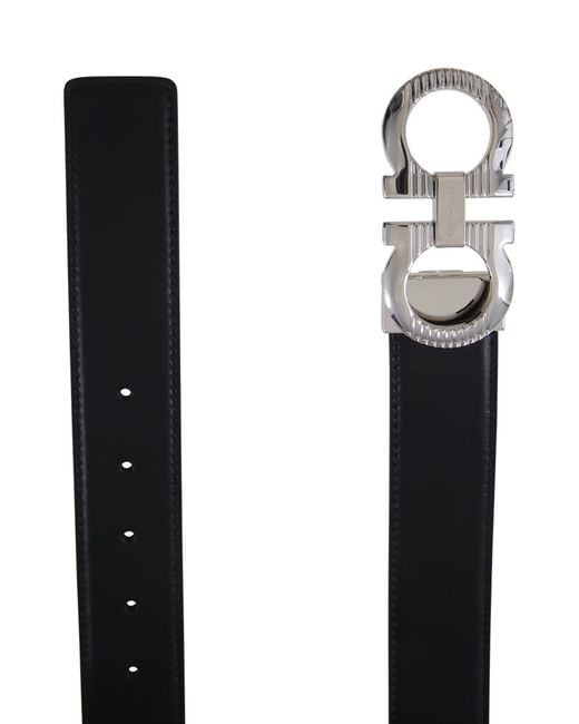 Ferragamo White Ferragamo Gancini Buckle Reversible Belt for men