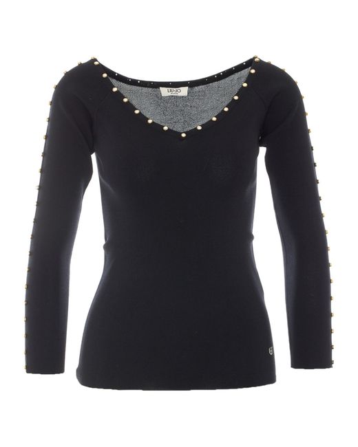 Liu Jo Black V-Neck Knit Top