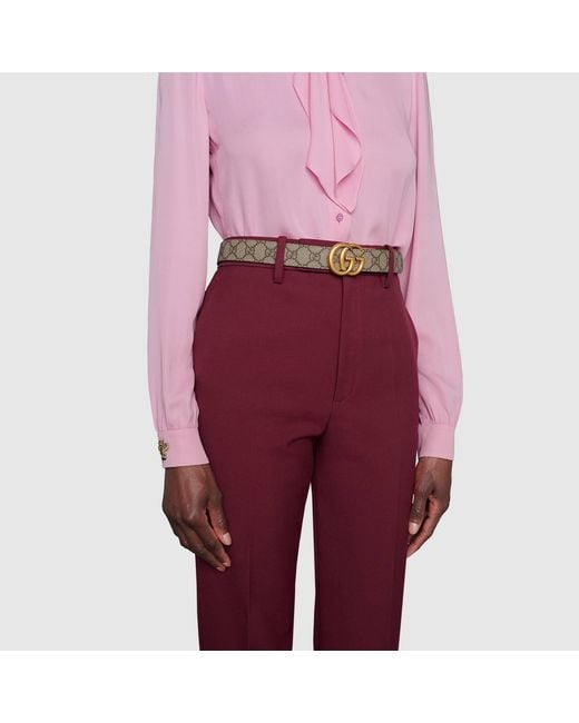 Gucci Brown Jacquard Reversible Buckle Belt
