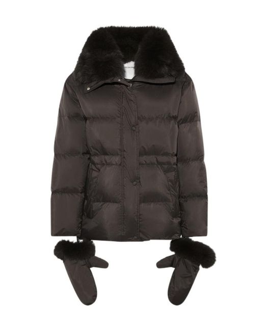 Yves Salomon Black Long-Sleeved Down Jacket