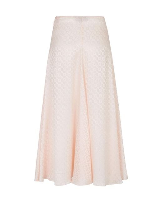 Fendi Pink Ff Printed Flared Midi Skirt