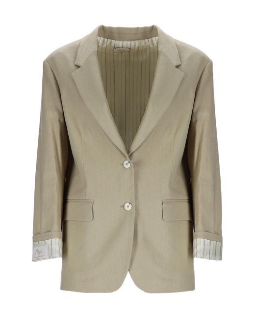Alysi Green Single-Breasted Tailored Blazer