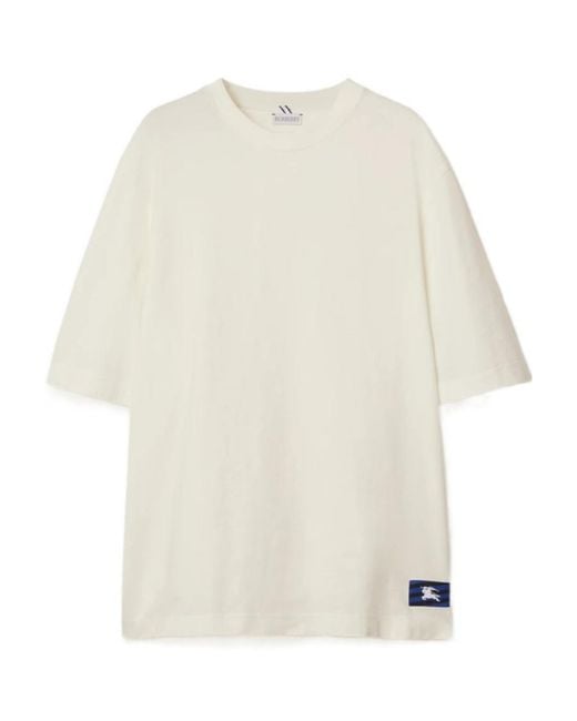 Burberry White Logo Patch Crewneck T-Shirt for men