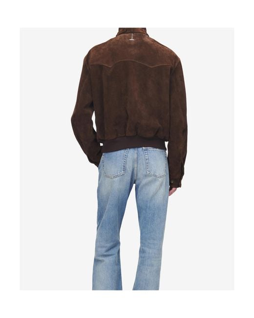 McQueen Brown Jacket With Belted Collar And Chain With T-Back Detail for men