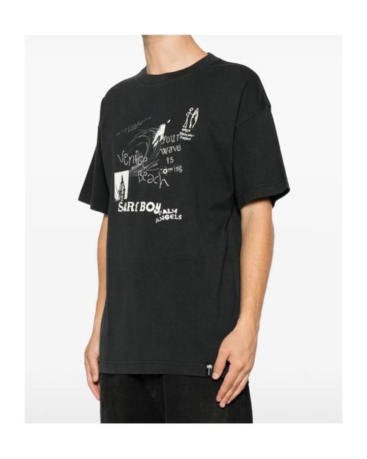 Palm Angels Black Crew Neck T-Shirt for men