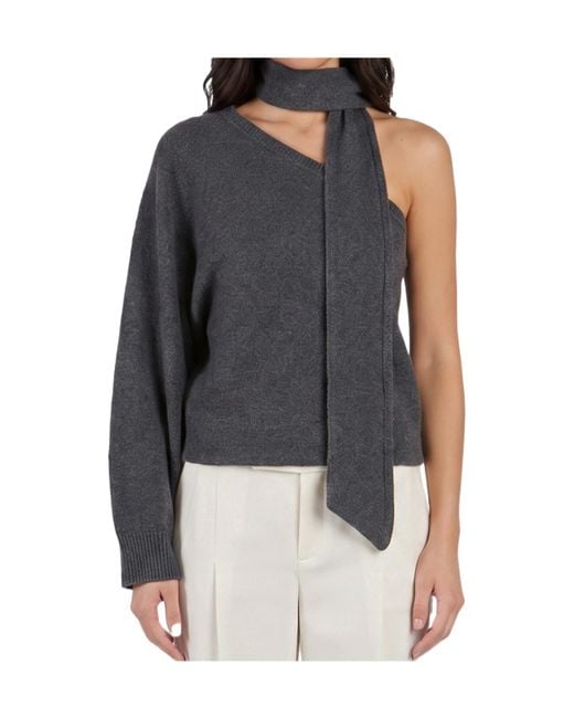 FEDERICA TOSI Blue One-Shoulder Top With Scarf Detail