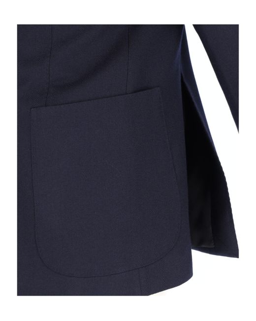 Caruso Blue Single Breasted Long Sleeved Jacket for men