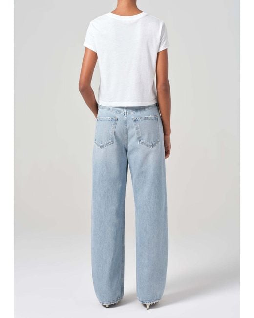 Agolde Blue Mid-Rise Tapered-Leg Jeans