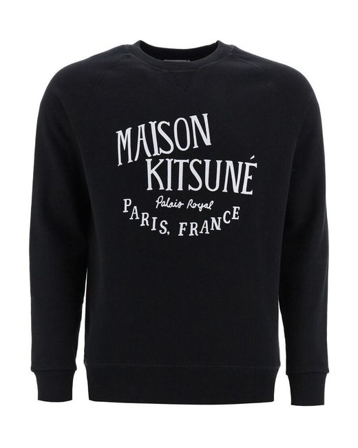 Maison Kitsuné Black Logo-Printed Hoodie for men
