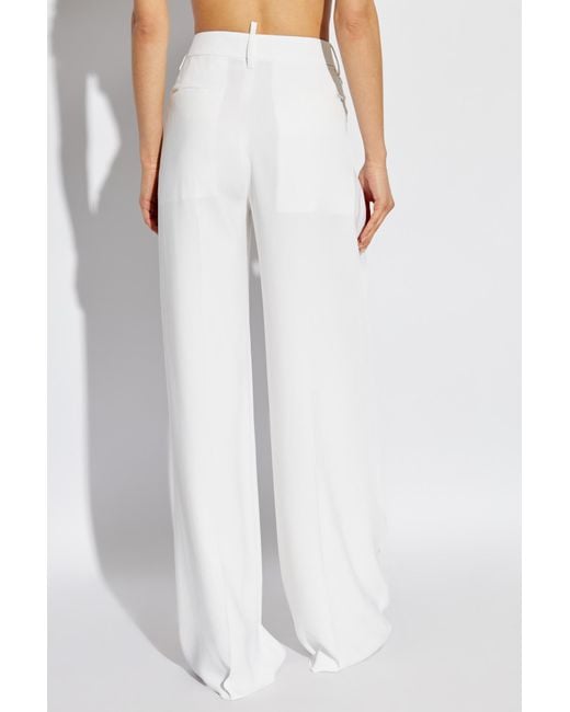 DSquared² White Logo Plaque Wide-Leg Trousers