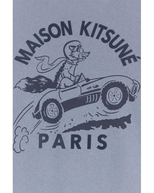 Maison Kitsuné Blue Racing Fox Cotton T-Shirt for men