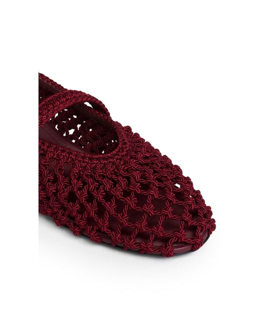 Alaïa Red Alaïa Woven Buckled Flat Shoes