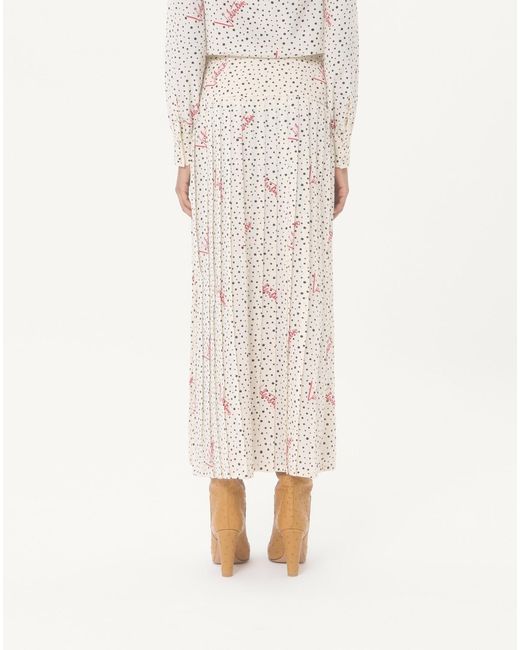 Valentino Natural Plusdepois Bubble Print Crepe De Chine Long Skirt