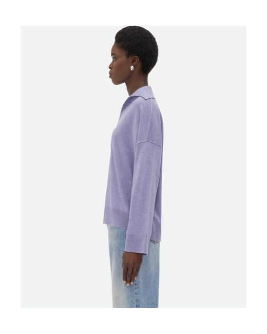 Bottega Veneta Purple Bv Embroidered Knit Polo Shirt