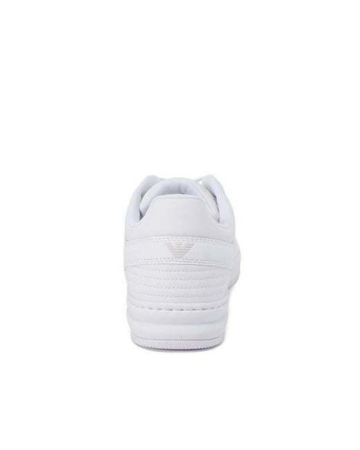 EA7 White Lace-Up Logo-Print Trainers for men