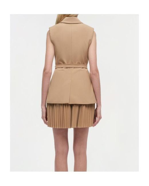 Jonathan Simkhai Natural Eman Pleated Wrap Dress