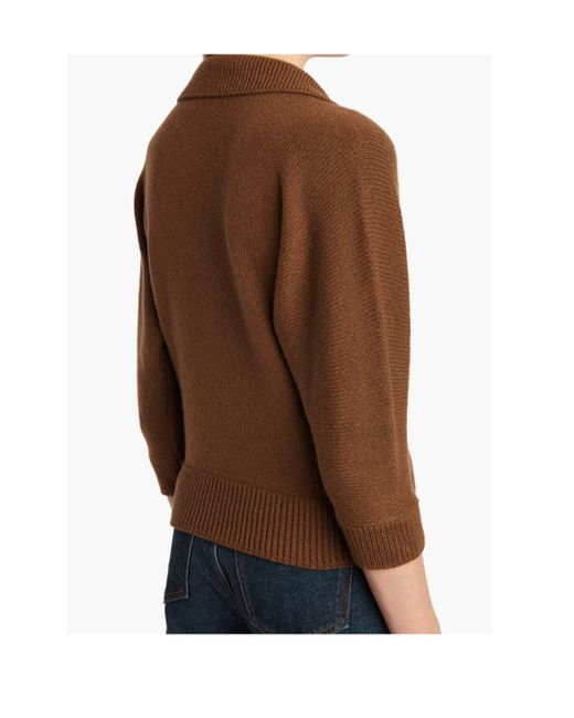 Khaite Brown Herve V-Neck Polo Jumper