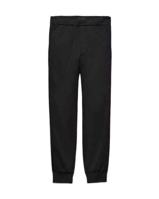 Prada Black Technical Fleece Trousers With Duchesse Details for men
