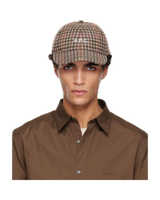 A.P.C. Brown Houndstooth-Pattern Baseball Cap for men
